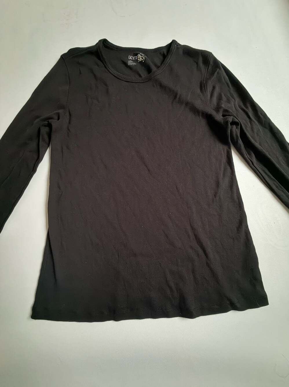 Terra & Sky Black Long Sleeve Basic Tee Layering Top 14W